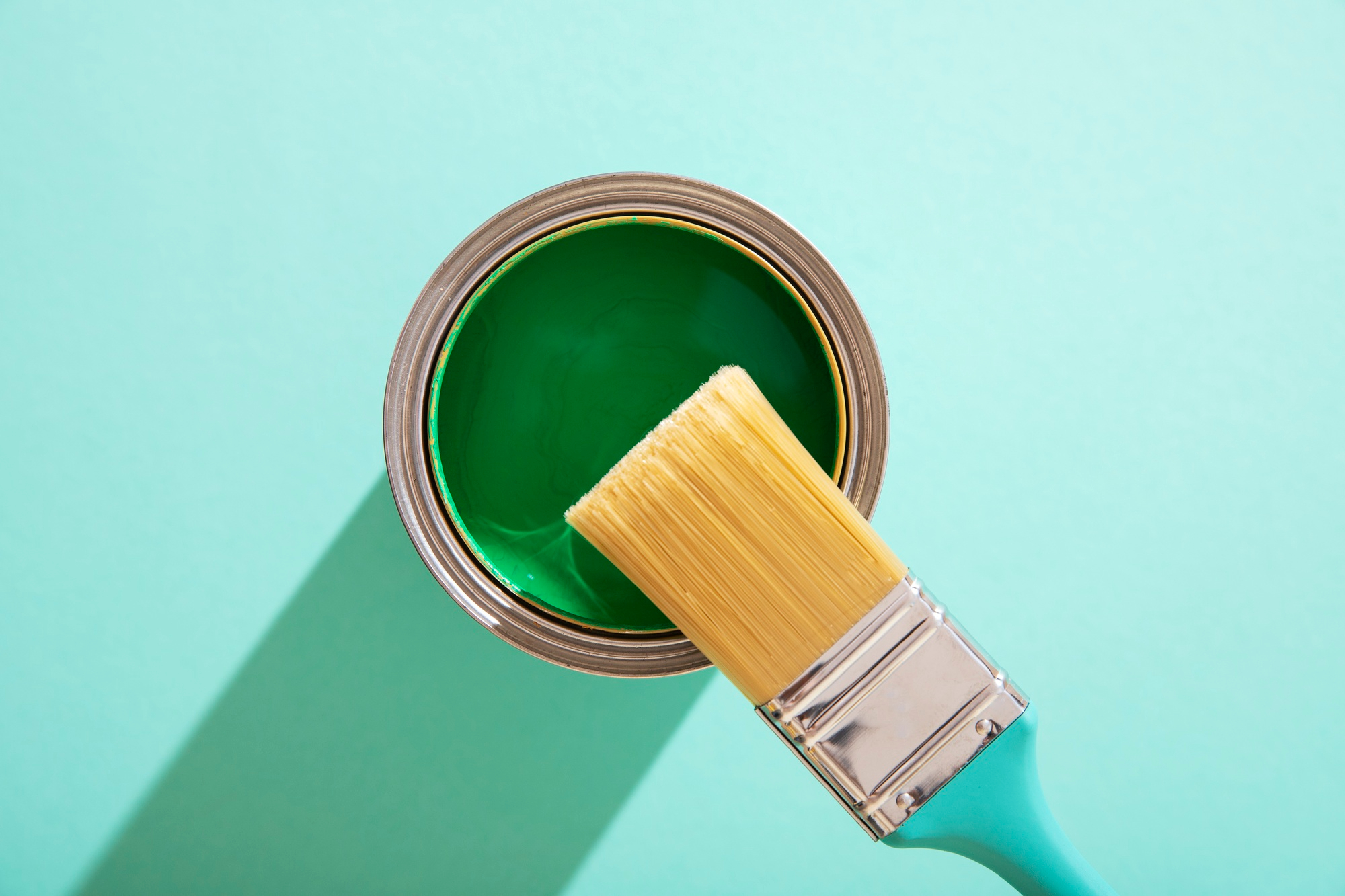 assortment-painting-items-with-green-paint